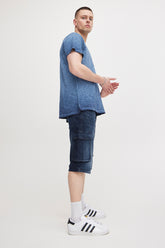 Short Blend en Jeans Poche Cargo Denim Dark Blue