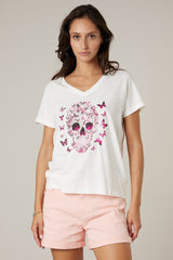Tee-Shirt Deeluxe M/C Butterskull White