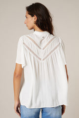 Blouse Brodée  M/C Deeluxe White