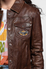 Veste Cuir Von Dutch Dark Cognac