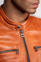 Blouson Cuir Motard Daytona Burnt Orange