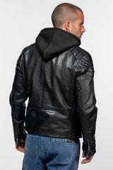 Blouson Cuir Motard à Capuche Daytona Black