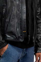 Blouson Cuir Motard à Capuche Daytona Black