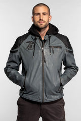 Blouson Cuir Motard à Capuche Daytona Basalt