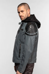 Blouson Cuir Motard à Capuche Daytona Basalt