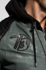 Blouson Cuir Motard à Capuche Daytona Basalt