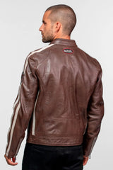 Blouson Motard en Cuir Von Dutch Bison