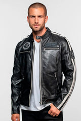 Blouson Motard en Cuir VOn Dutch Black