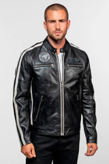 Blouson Motard en Cuir VOn Dutch Black