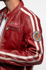 Blouson Motard en Cuir Von Dutch Red