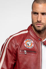 Blouson Motard en Cuir Von Dutch Red