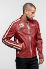 Blouson Motard en Cuir Von Dutch Red