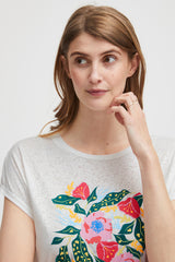 Tee shirt  Fransa Fleurs Blanc