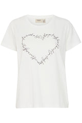 Tee-Shirt Fransa M/C Blanc Imprimé Coeur