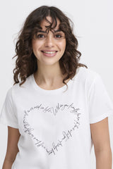 Tee-Shirt Fransa M/C Blanc Imprimé Coeur