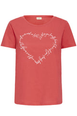 Tee-Shirt Fransa M/C Rouge Imprimé Coeur