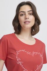 Tee-Shirt Fransa M/C Rouge Imprimé Coeur