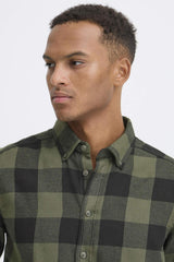 Chemise M/L Blend à carreaux Vert