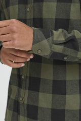 Chemise M/L Blend à carreaux Vert
