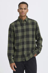 Chemise M/L Blend à carreaux Vert