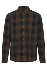 Chemise M/L Blend à carreaux Marron