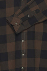 Chemise M/L Blend à carreaux Marron