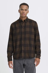 Chemise M/L Blend à carreaux Marron