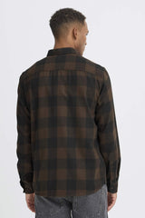 Chemise M/L Blend à carreaux Marron