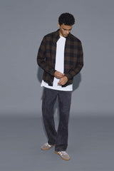 Chemise M/L Blend à carreaux Marron