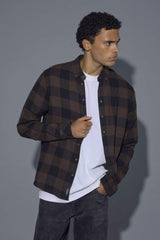 Chemise M/L Blend à carreaux Marron