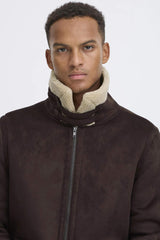 Blouson Enduit Blend doublé Sherpa Choco