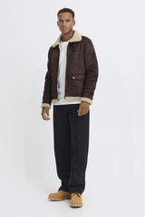 Blouson Enduit Blend doublé Sherpa Choco
