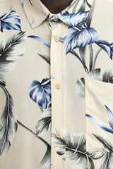Chemise Blend M/C Florale Beige