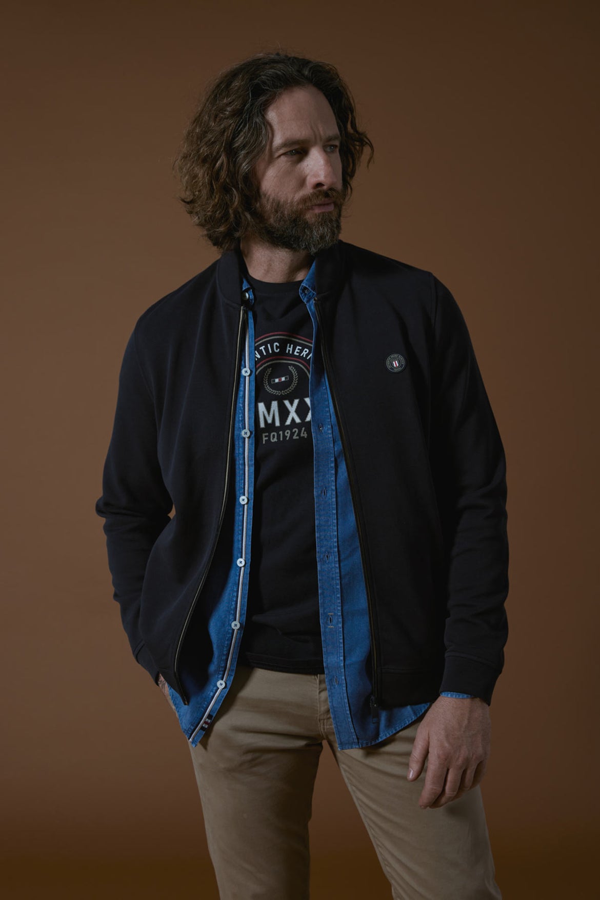 Gilet Sans Manches Vintage Walker, Denim Bleu, Coton, Poches Zippées, Anneaux En D, Taille XL, Années 60