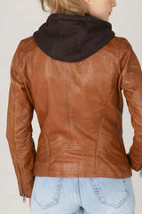 Veste Cuir Isabela Hood Cognac
