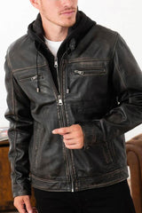 Blouson Cuir Homme Philadelphia Black Sheep Rub Off