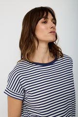 Tee-Shirt M/C Paddock's Rayé Navy/White