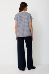 Tee-Shirt M/C Paddock's Rayé Navy/White