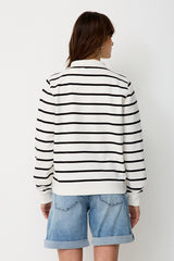 Sweat Paddock's Col Camionneur Rayé Écru/Noir