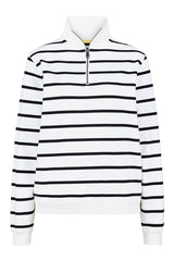 Sweat Paddock's Col Camionneur Rayé Écru/Noir