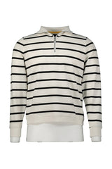 Sweat Paddock's Col Camionneur Rayé Écru/Noir