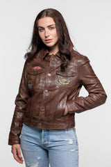 Veste Cuir Von Dutch Dark Cognac