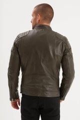 Blouson Cuir Racing Daytona Khaki Green