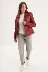 Blouson Cuir Femme Von Dutch Red Chili
