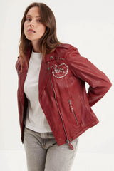 Blouson Cuir Femme Von Dutch Red Chili