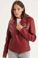 Blouson Cuir Femme Von Dutch Red Chili