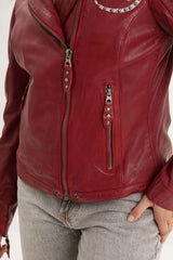 Blouson Cuir Femme Von Dutch Red Chili