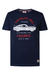 Tee Shirt Petrol Photo Print Vintage Navy