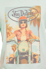Tee-Shirt M/C Von dutch Girl Vert Pâle