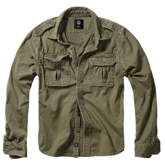 Chemise Militaire Vintage Kaki en coton supérieur à deux poches poitrines